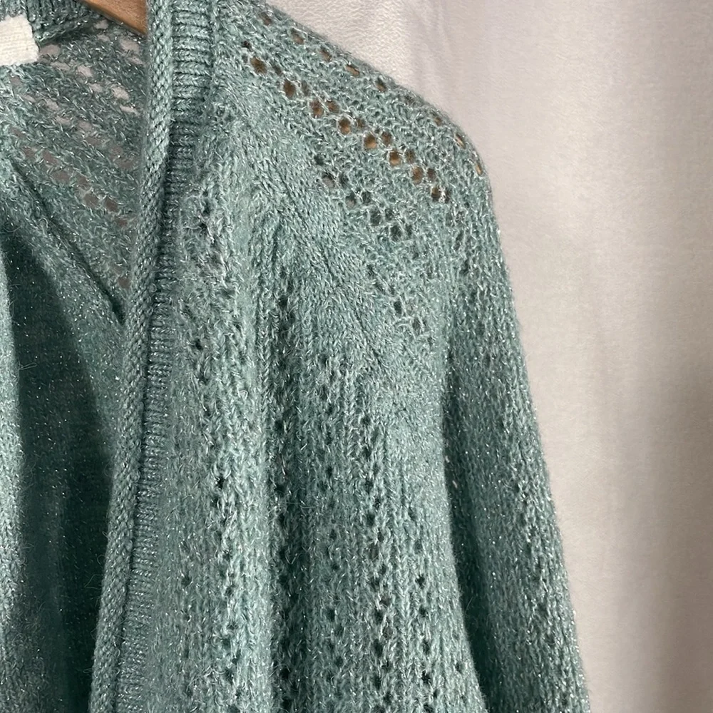 Croft & Barrow Green Open-Front Sweater - Picture 4 of 5